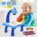 Masa de desenat educationala pentru copii,cu proiector si muzica, set 12 culori, burete, 24 imagini, albastra, 38x25.5x9 cm
