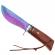 Cutit de vanatoare ideallstore®, rose accuracy, otel damasc, 22 cm, lemn trandafir, multicolor, husa piele