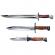 Set 3 cutite de vanatoare ideallstore®, ak specialist, otel inoxidabil, maro, teaca inclusa