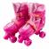 Set patine cu rotile, casca, cotiere si genunchiere marimea l (39-43) roz