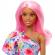 Papusa barbie fashionista cu par roz si picior protetic