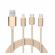 Cablu de incarcare rapida 3 in 1, universal, 1m,gonga® auriu