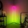 Lampa de colt LED RGB PLUG and PLAY Wi-Fi schelet din metal joc de lumini si sincronizare dupa voce sau muzica telecomanda amplasare pe podea design modern lumina ambientala multiple moduri de functionare 142 cm