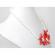 Colier cu Flori din Sidef perle alb / rosu 51 cm realizat manual