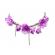 Colier elegant cu flori din organza lant otel inoxidabil snur suede si perle realizat manual