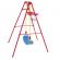 Set de gradina 3in1 pentru copii, leagan + cos de baschet + minge, cadru metalic, culoare rosu
