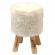 Taburet textil alb picioare pin natur alpia 28x28x42 cm