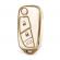 Husa cheie briceag fiat linea, 3 butoane, model vechi, tpu, alb cu contur auriu
