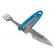 Set tacamuri pentru camping si drumetii ideallstore®, cutit si furculita, tip briceag, 16 cm, albastru