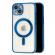 Husa magsafe pentru apple iphone 12 pro, full cover, protectie camera, margini colorate electroplating, magnetica, incarcare wireless, flippy, albastru