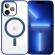 Husa magsafe pentru apple iphone 14 pro max, full cover, frosted acrylic color big hole, magnetica, incarcare wireless, flippy, albastru
