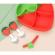 Set diversificare bebelusi flippy, din silicon, 19 x 18 cm, 1 farfurie compartimentata in forma de capsuna, lingurita si furculita, pai, perie pai, fara alergeni, ventuza fixare,  forma creativa,  rosu
