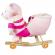 Balansoar pentru bebelusi, ursulet, lemn + plus, cu rotile, roz, 55 cm