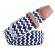 Curea impletita, KOTYS, elastica, unisex, lungime variabila 105 - 125 x 3.5 cm, culoare alb-albastru