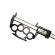 Set topor pirate skull, 39 cm, rozeta autoaparare si cutit fade break,  ideallstore®, otel, multicolor