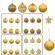 Set 101 globuri aurii pentru bradul de craciun, diametre globuri: 6/4/3 cm