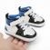 Adidasi albi cu negru si albastru, inalti pentru bebelusi (marime disponibila: