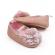 Pantofiori aurii cu floricica roz pudra (marime disponibila: 6-9 luni (marimea