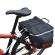 Geanta dubla pentru bicicleta, 4 compartimente, culoare negru cu rosu si benzi reflectorizante