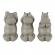 Set 3 figurine hipopotami polirasina gri 5x7x9 cm