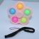 Breloc Fidget Spinner/Pop It, antistres, roz cu 5 buline colorate, 8 cm, Vivo
