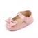 Pantofiori roz din lac cu margini dantelate (marime disponibila: 0-3 luni)