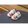 Sandalute albe cu dungi rosii si albastre pentru baietei (marime disponibila: