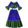 Costum etno-tiganesc Gipsy Style albastru-verde ,fete 3 ani ,98 cm