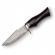 Cutit de vanatoare, ideallstore®, fixed blade, husa piele, otel damasc, negru