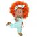 Papusa nines d'onil, mia, cu parul portocaliu cret, afro, cu articulatii, cu