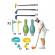 Set mini golf pentru copii, 3 crose si 2 mingi, 2 gauri, 2 popice, 50 cm, multicolor, +3 ani