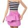 Barbie papusa barbie fashionista blonda cu parul prin in coada si fusta roz