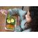 Recipient sticla 740ml cu husa antiderapanta silicon melii roz