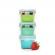 Set 3 recipiente sticla 3 160ml cu husa antiderapanta silicon melii blue mint