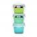 Set 3 recipiente sticla 3 160ml cu husa antiderapanta silicon melii blue mint