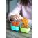 Set 3 recipiente sticla 3 160ml cu husa antiderapanta silicon melii blue mint