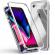 Husa metalica pentru Apple iPhone 7 Total Protect GloMax Argintiu spate din sticla securizata premium + folie de sticla pentru ecran