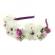 Bentita cu flori realizata manual flori textile culoare alb - violet