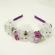 Bentita cu flori realizata manual flori textile culoare alb - violet