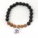 Bratara cu pietre Rudraksha si semnul OHM negru/maro 17 cm