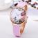 Ceas de dama model imprimeu floral mecanism quartz culoare roz/alb 39mm