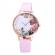 Ceas de dama model imprimeu floral mecanism quartz culoare roz/alb 39mm