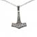 Pandant Ciocanul lui Thor rune stil rock argintiu din otel inoxidabil 70 cm