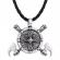 Pandantiv de viking model scut si topoare culoare argintiu/negru 4 x 3.5 cm