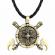 Pandantiv de viking model scut si topoare culoare auriu/negru 4 x 3.5 cm