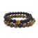 Set 2 bratari Tiger Eye si Agat negru pietre semipretioase negru/maro 17 cm