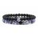 Set bratari barbatesti din pietre semipretioase Onix si Sodalite culoarea albastru / negru 19 cm