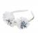 Bentita cu flori realizata manual flori textile culoare alb - mov