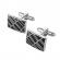 Butoni camasa model geometric culoare argintiu/negru 2cm