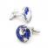 Butoni camasa model glob pamantesc culoare albastru/argintiu 1.6 cm